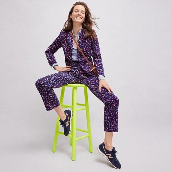 J. Crew Kickout Dotted Floral Corduroy Pants 8 - Picture 2 of 9